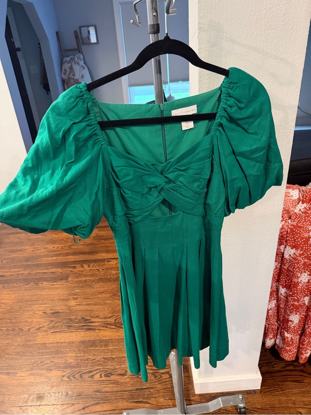 House of Harlow 1960 Emerald Green Puff Sleeve Tunic Top